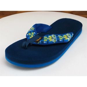 Teva Shoes Sz 3 Flip Flop Boys Youth Blue Fabric Slip‎ On Medium